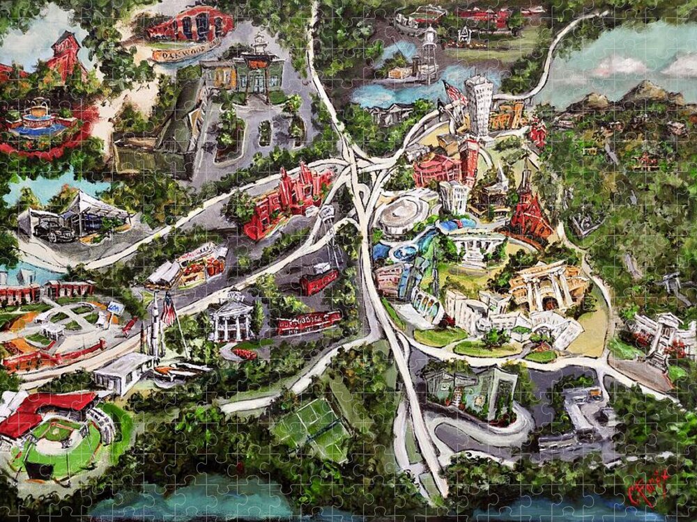 Huntsville Jigsaw Puzzle featuring the painting Celebrating Huntsville by Carole Foret