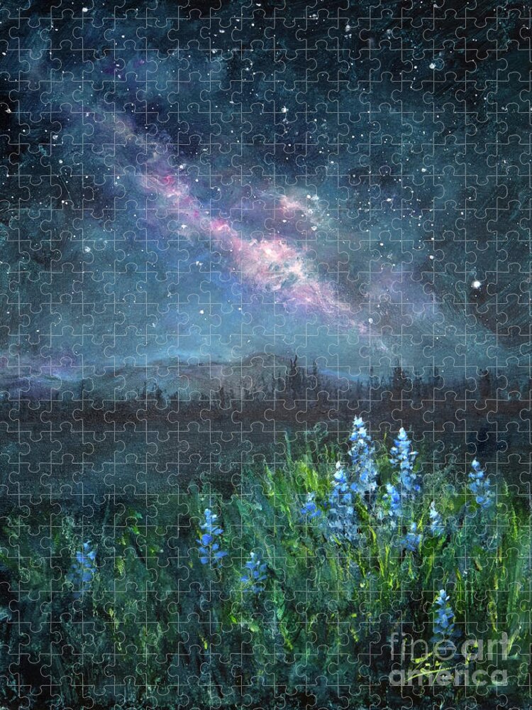 Meadow Jigsaw Puzzle featuring the painting Celestial Meadow by Zan Savage