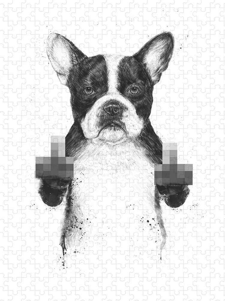 Dog Jigsaw Puzzle featuring the mixed media Censored dog by Balazs Solti