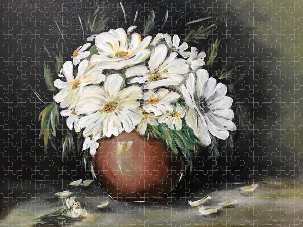 Chamomile Jigsaw Puzzle featuring the painting Chamomile for Sofia by Tetiana Bielkina