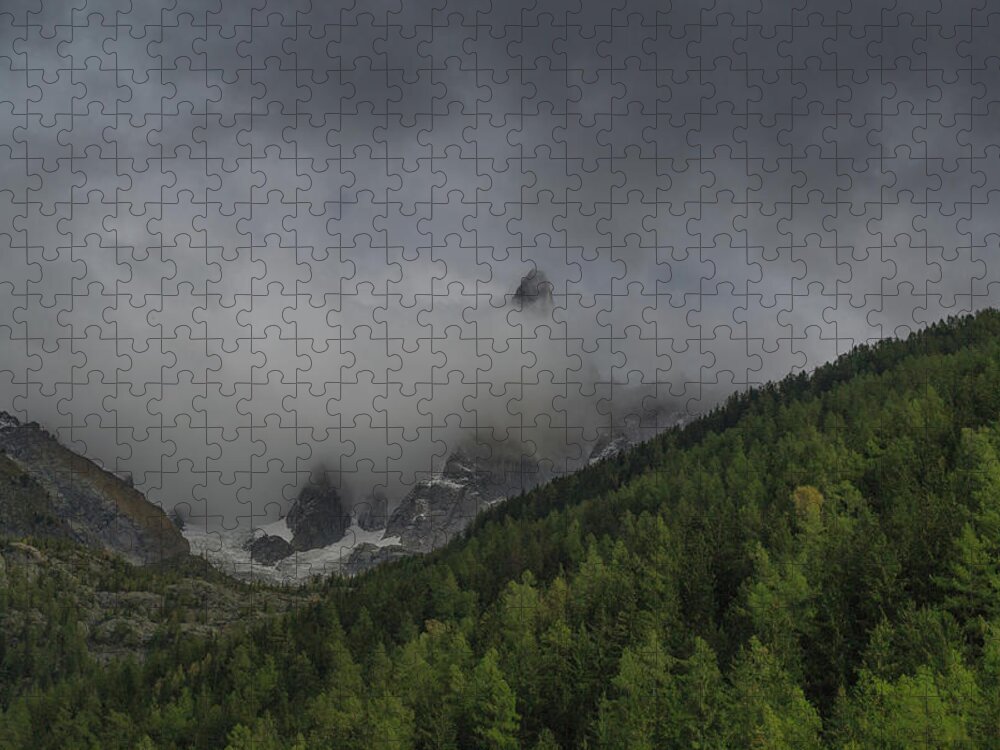 Chamonix Jigsaw Puzzle featuring the photograph Chamonix countryside with Mont Blanc by Andrew Lalchan