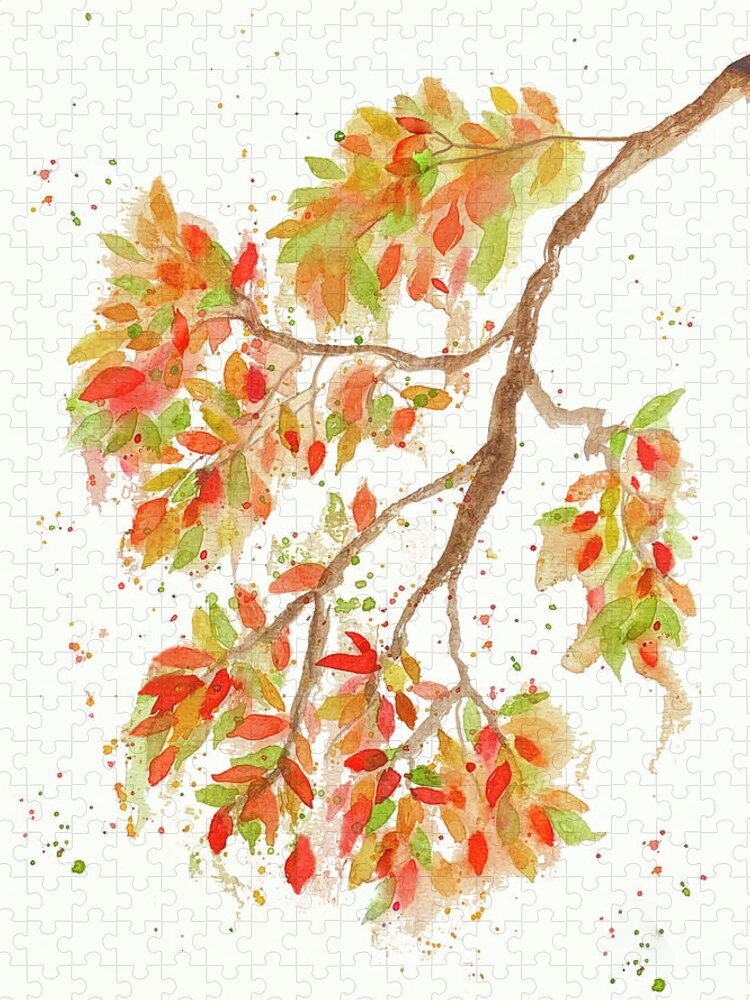 Autumn Leaves Jigsaw Puzzle featuring the painting Changing Fall Leaves by Deborah League
