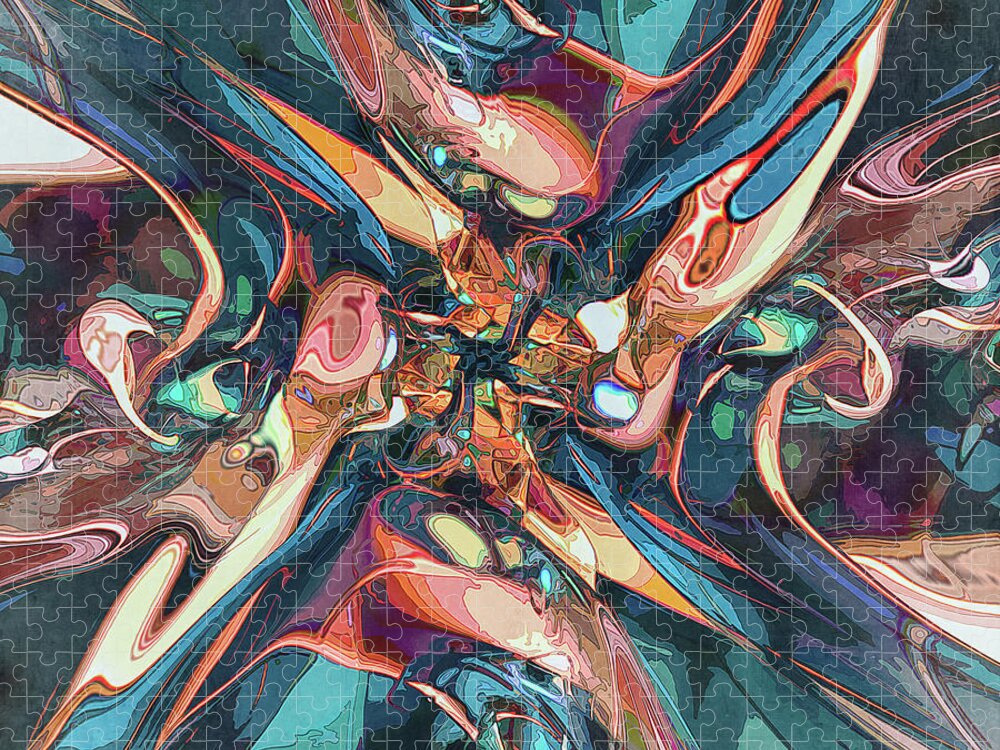 Abstract Jigsaw Puzzle featuring the digital art Chaotic Abstract by Phil Perkins