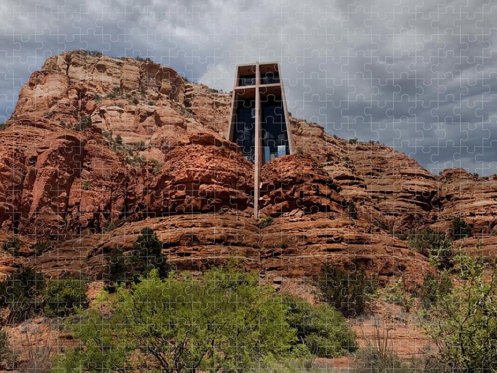 Chapel Jigsaw Puzzle featuring the photograph Chapel in the Red Rocks by Laura Putman