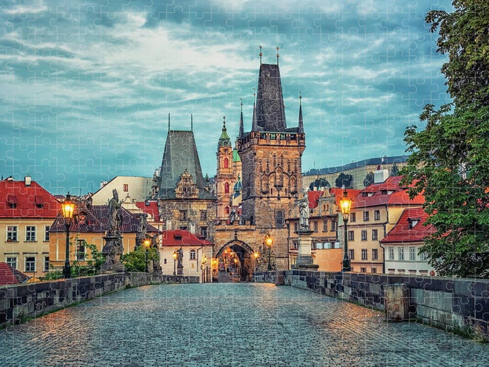Prague Jigsaw Puzzle featuring the photograph Charles Bridge by Manjik Pictures