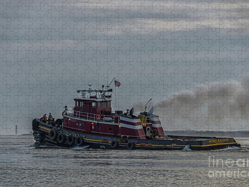 Patrick Mcallister Tug Boat Jigsaw Puzzle featuring the photograph Charleston Harbor - Patrick McAllister Tug Boat - Morris Island Lighthouse by Dale Powell