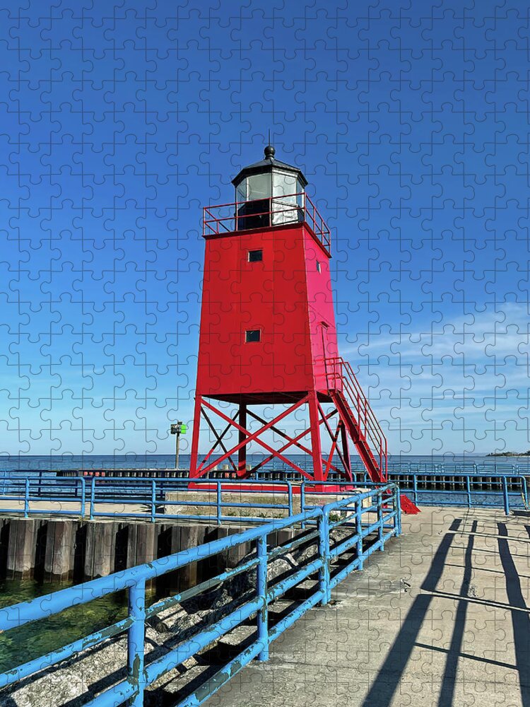 Charlevoix Jigsaw Puzzle featuring the photograph Charlevoix South Pier Lighthouse by Bill Swartwout
