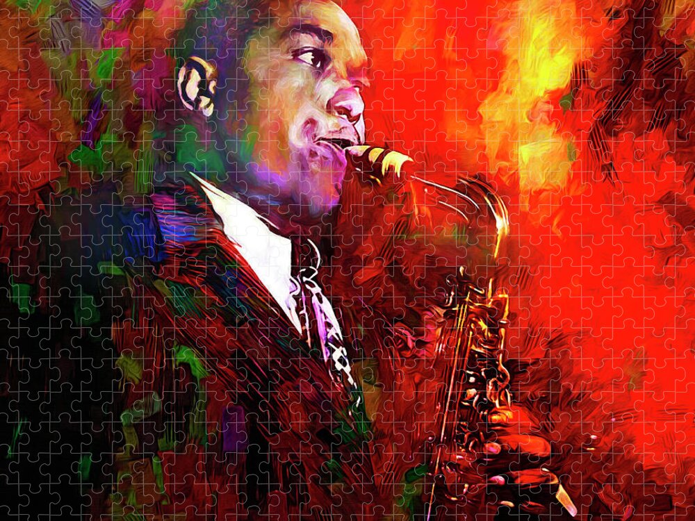 Charlie Parker Jigsaw Puzzle featuring the digital art Charlie Parker by Mal Bray