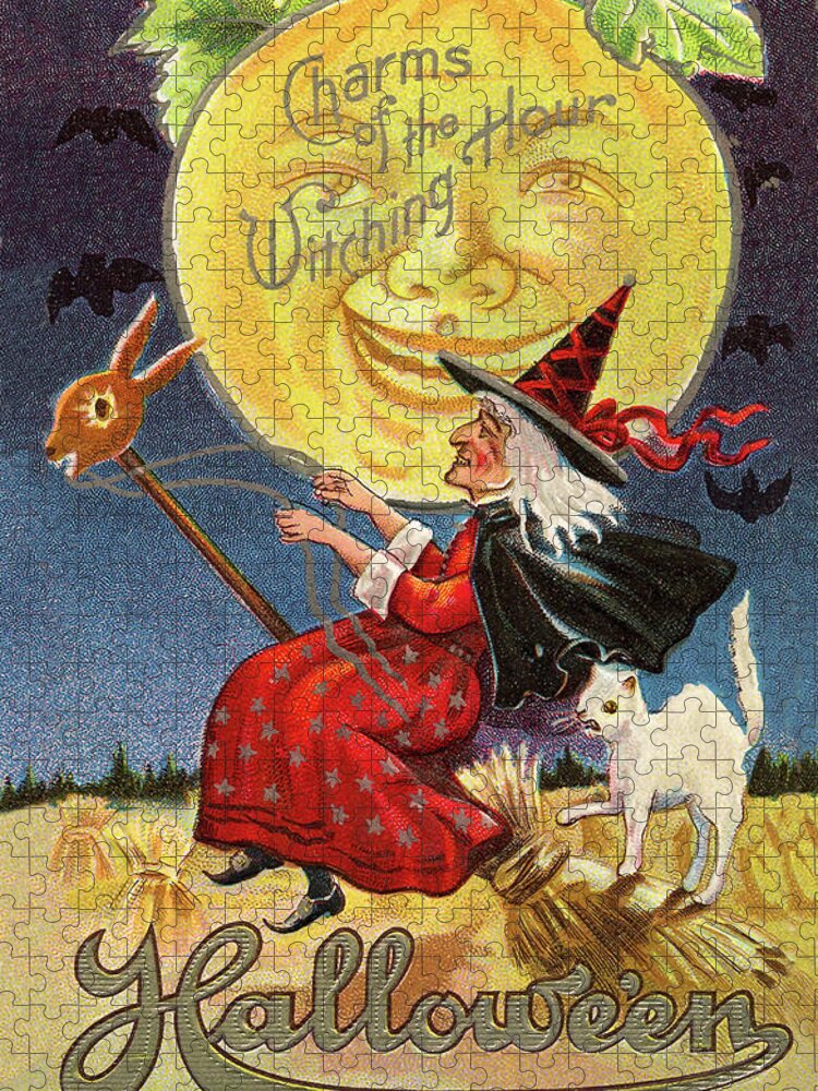 Witch Jigsaw Puzzle featuring the digital art Charms of the Witching Hour by Long Shot