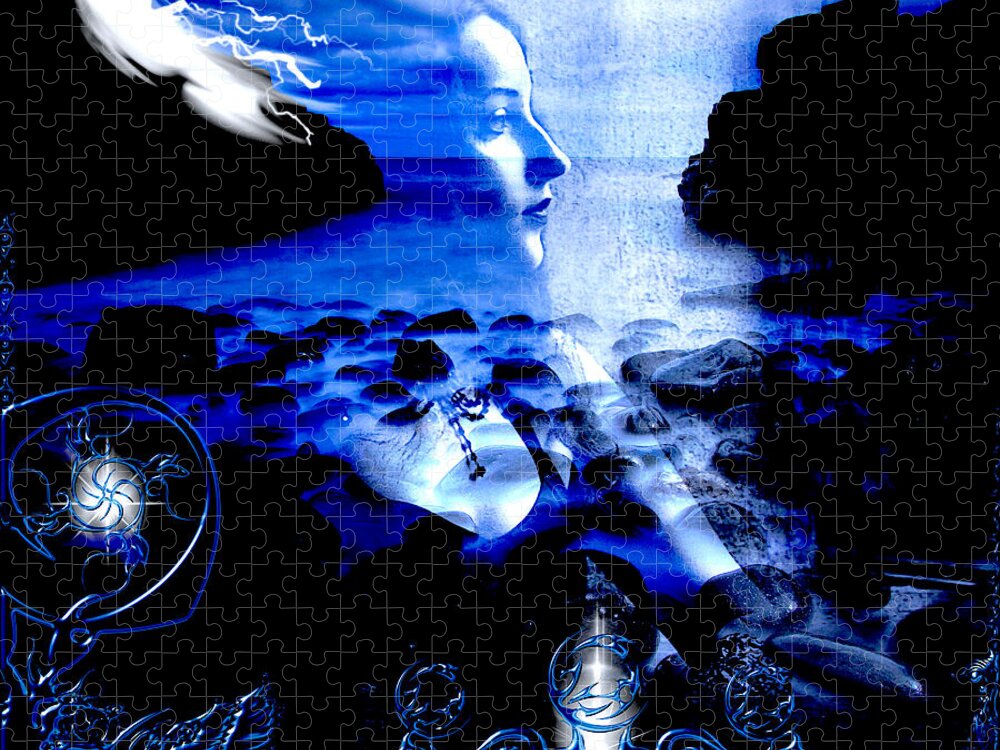 Blues Jigsaw Puzzle featuring the digital art Chasing The Blues by Michael Damiani
