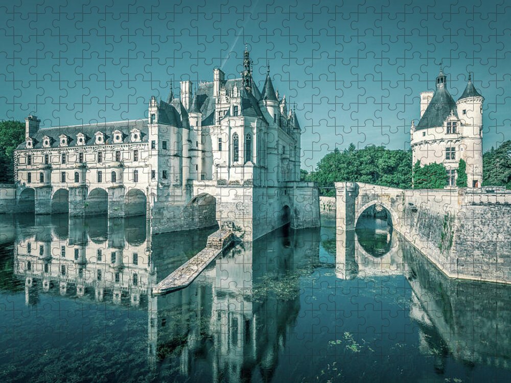 Horizontal Jigsaw Puzzle featuring the photograph Chenonceau Castle in France by Benoit Bruchez