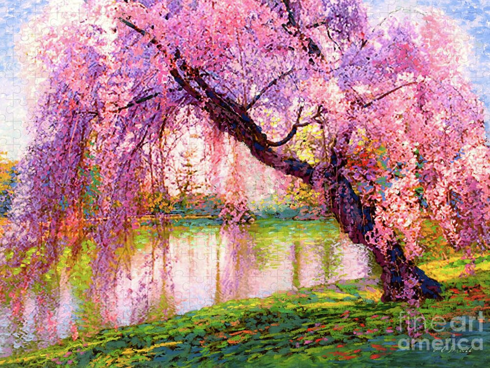 Landscape Jigsaw Puzzle featuring the painting Cherry Blossom Beauty by Jane Small