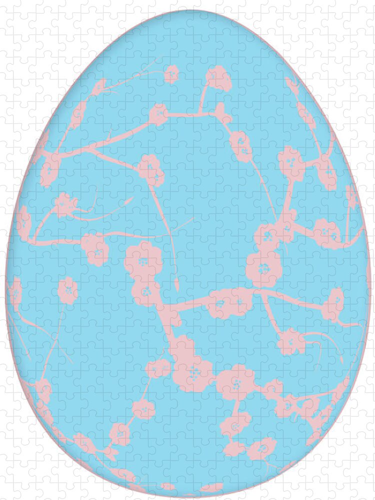 Easter Jigsaw Puzzle featuring the mixed media Cherry Blossom Easter Egg by Moira Law