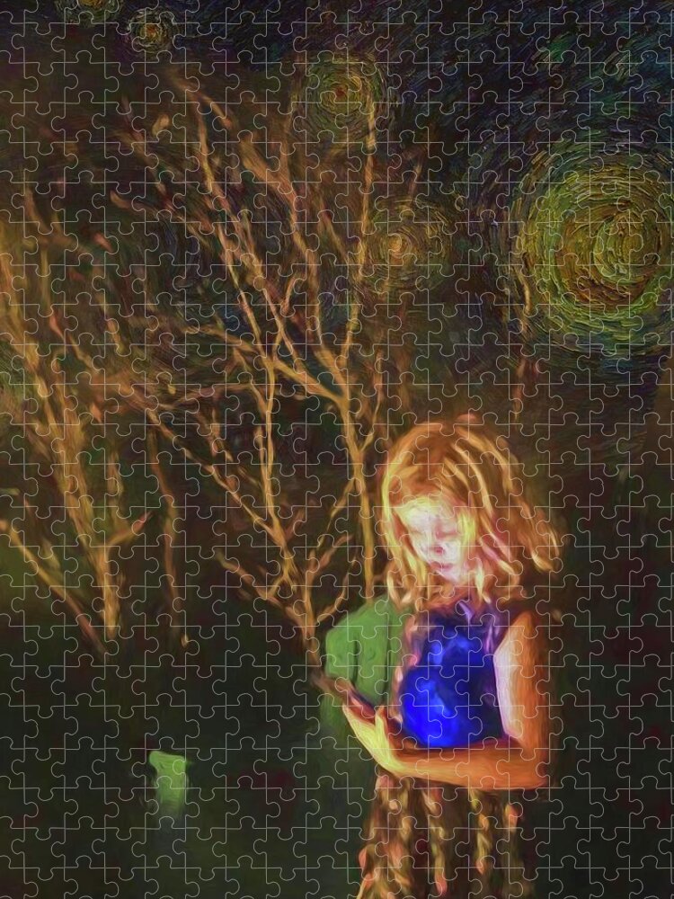 Cheryl Jigsaw Puzzle featuring the photograph Cheryl Grand Child Starry Night by Michael Thomas