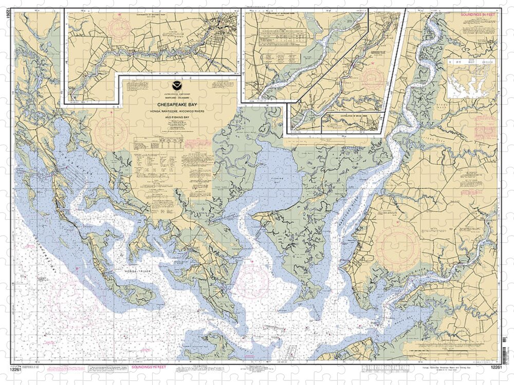 Chesapeake Bay Honga Jigsaw Puzzle featuring the digital art Chesapeake Bay Honga, Nanticoke, Wicomico Rivers and Fishing Bay, NOAA Chart 12261 by Nautical Chartworks