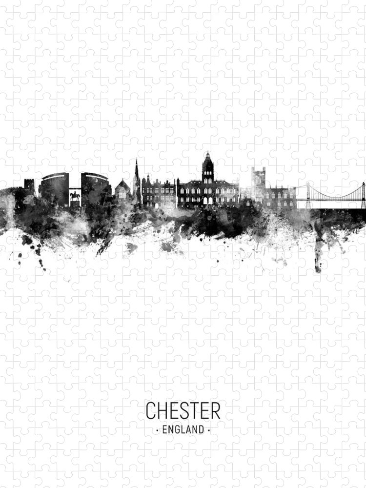 Chester Jigsaw Puzzle featuring the digital art Chester England Skyline #98 by Michael Tompsett
