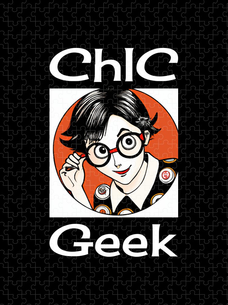 Chic Geek Jigsaw Puzzle featuring the digital art Chic Geek by Caterina Christakos