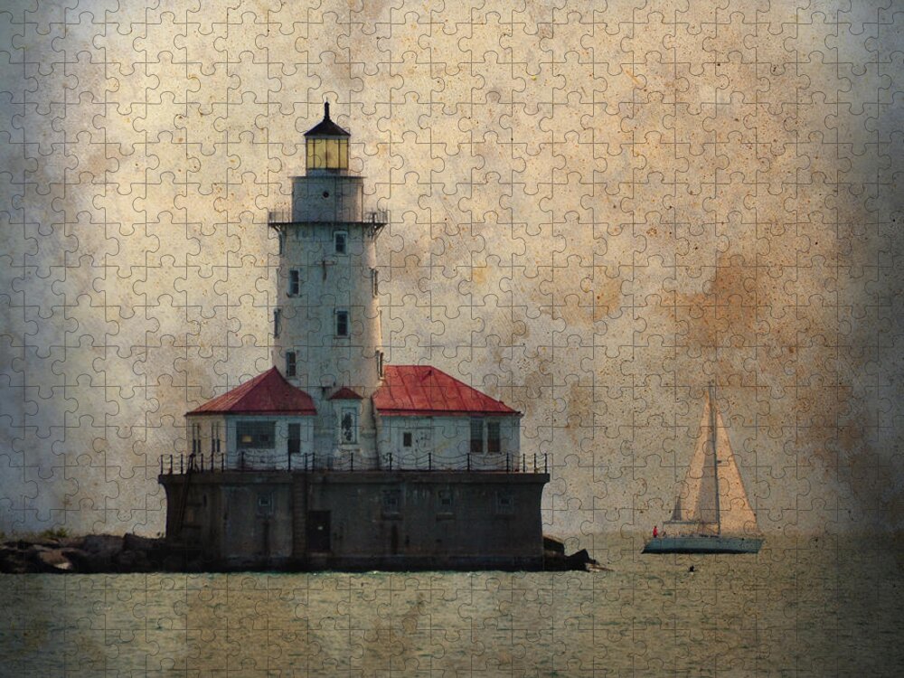 Chicago Lighthouse Jigsaw Puzzle featuring the photograph Chicago Harbor Lighthouse - Chicago, Illinois by Denise Strahm