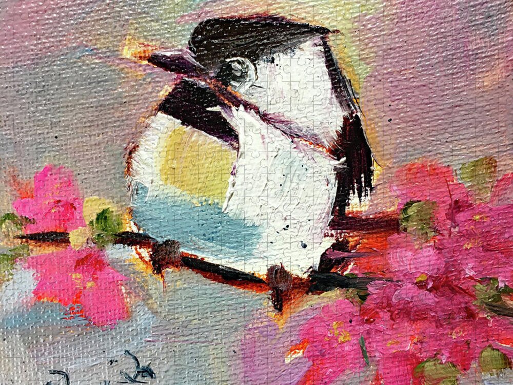 Chickadee Jigsaw Puzzle featuring the painting Chickadee 5 by Roxy Rich