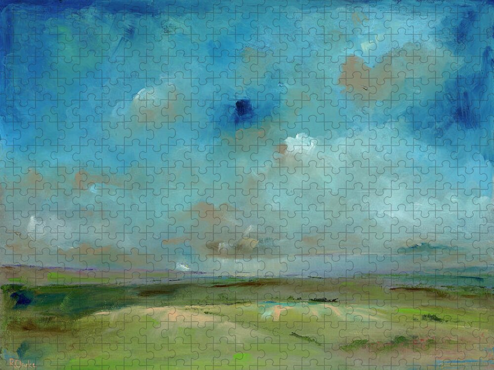 Landscape Jigsaw Puzzle featuring the painting Chimney by Roger Clarke