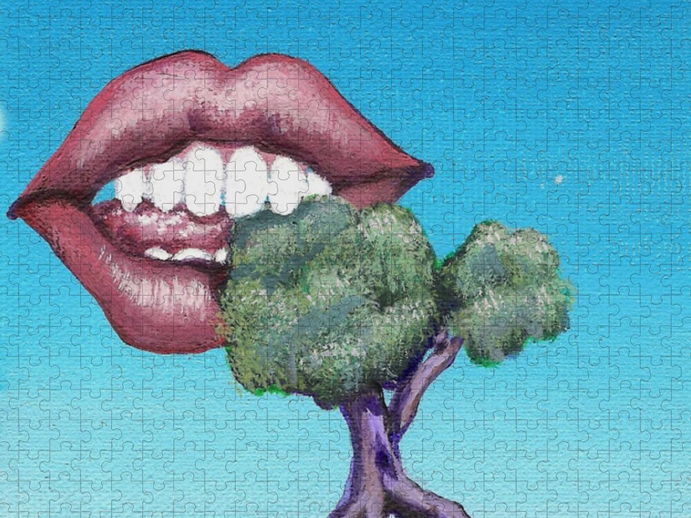 Mouth Jigsaw Puzzle featuring the painting Chomp by Vicki Noble