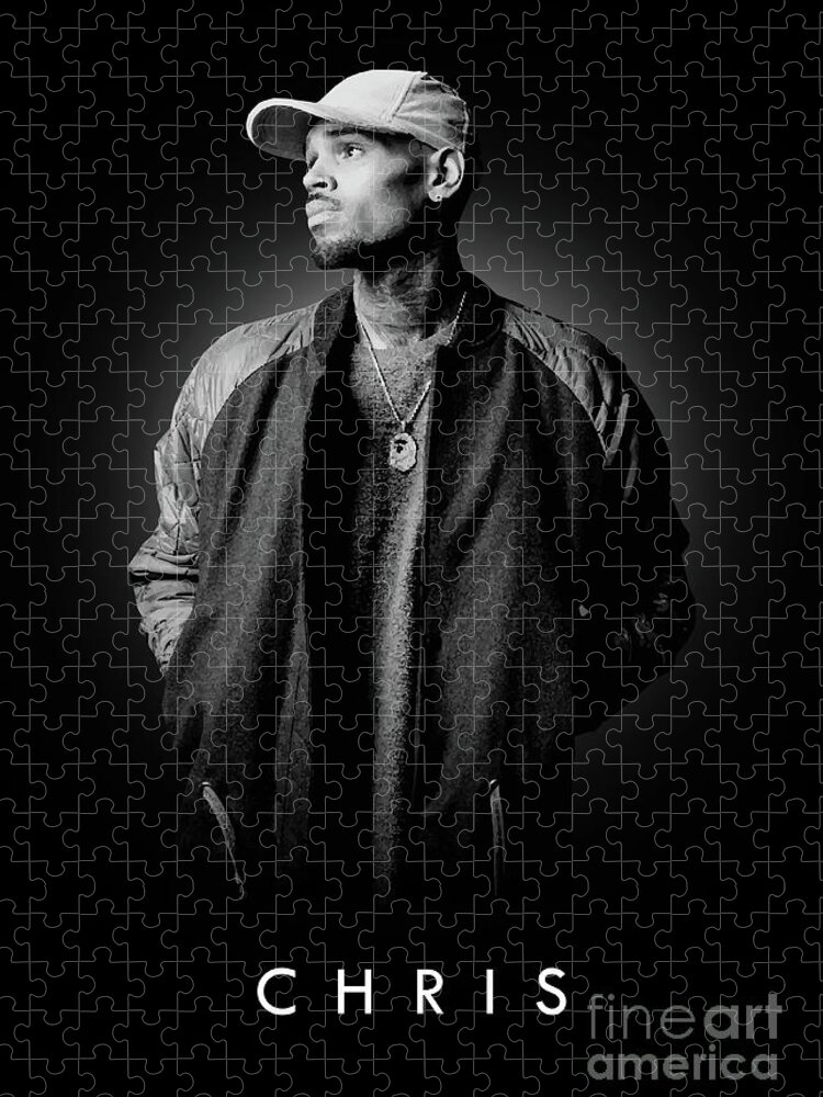 Chris Brown Jigsaw Puzzle featuring the digital art Chris Brown by Bo Kev