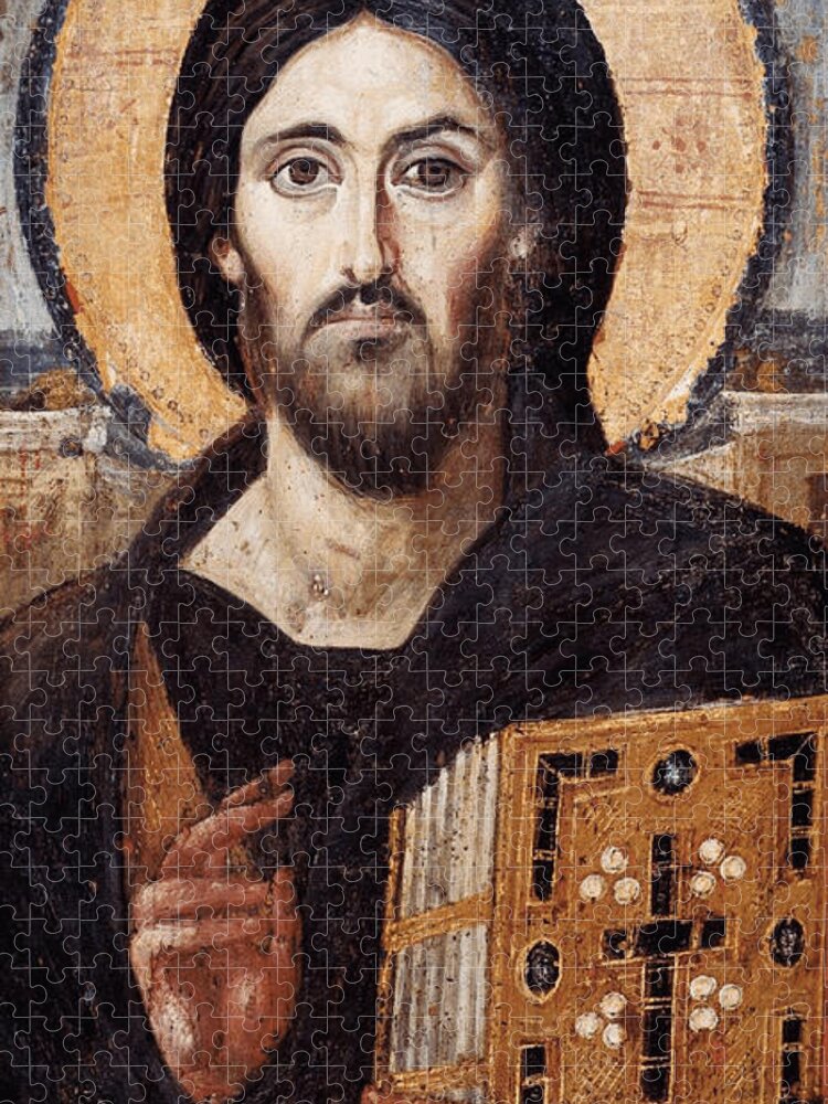 Pantokrator Jigsaw Puzzle featuring the digital art Christ the Pantokrator Sinai by Unknown