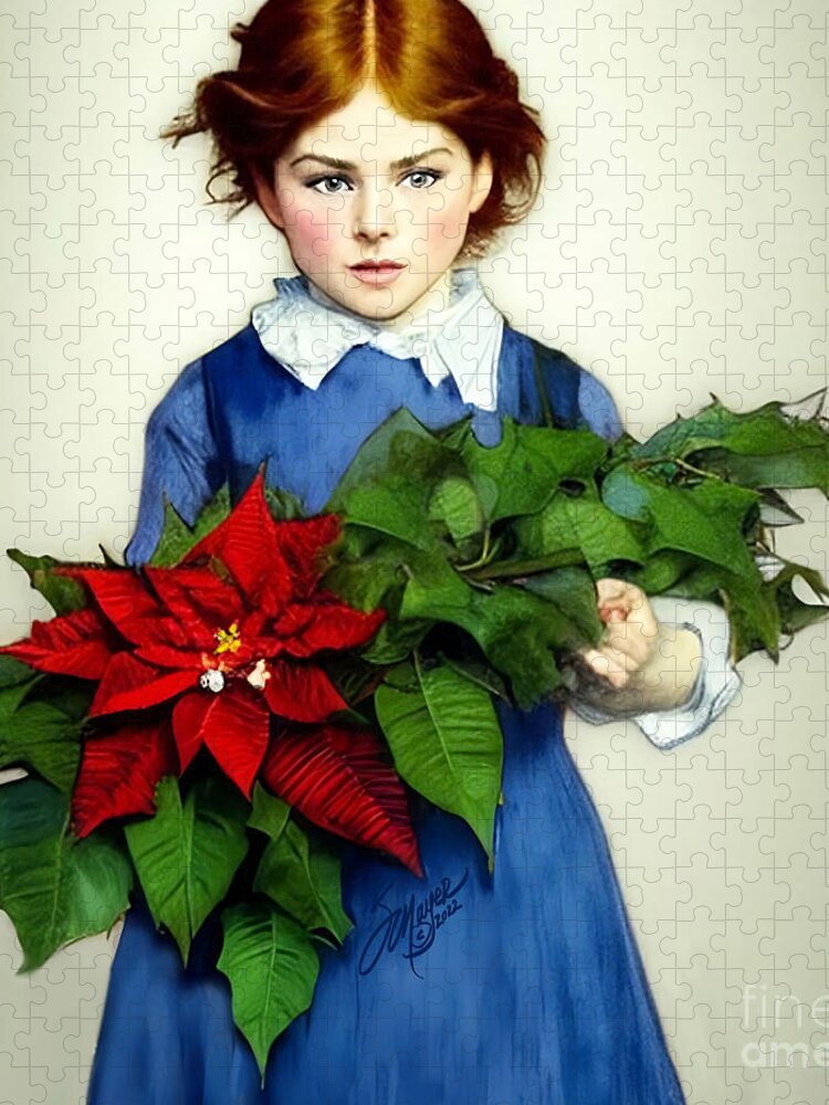 Christmas Art Jigsaw Puzzle featuring the digital art Christmas Child #2 by Stacey Mayer