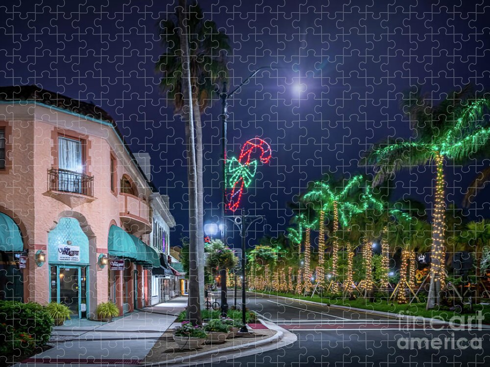 Blue Hour Jigsaw Puzzle featuring the photograph Christmas Light in Venice, Florida 2 by Liesl Walsh