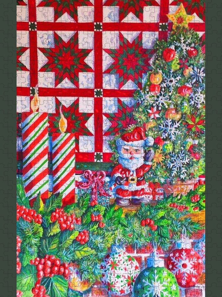 Christmas Jigsaw Puzzle featuring the painting Christmas Mantle by Diane Phalen