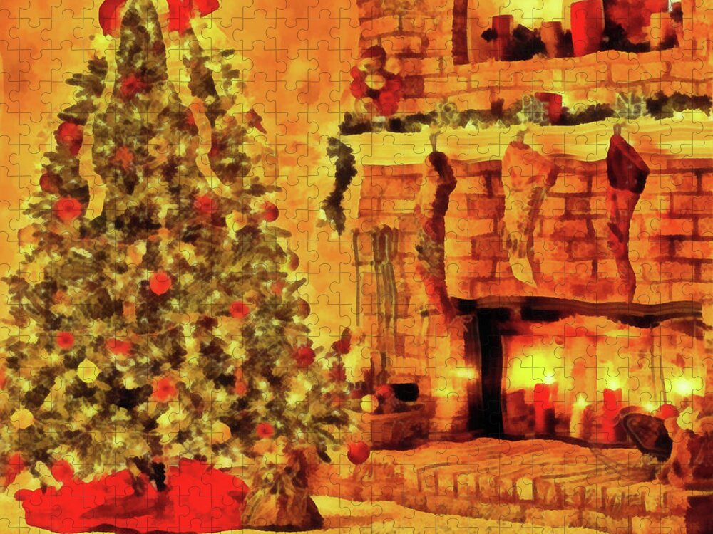 Christmas Tree 27 Jigsaw Puzzle featuring the painting Christmas tree 27 by George Rossidis