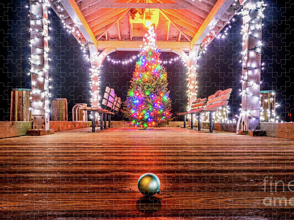 Pier Jigsaw Puzzle featuring the photograph Christmas Tree on Northport's Pier by Sean Mills