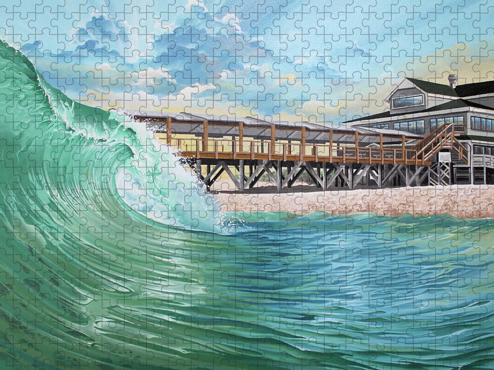 Seascape Jigsaw Puzzle featuring the painting Chrystal Pier by William Love