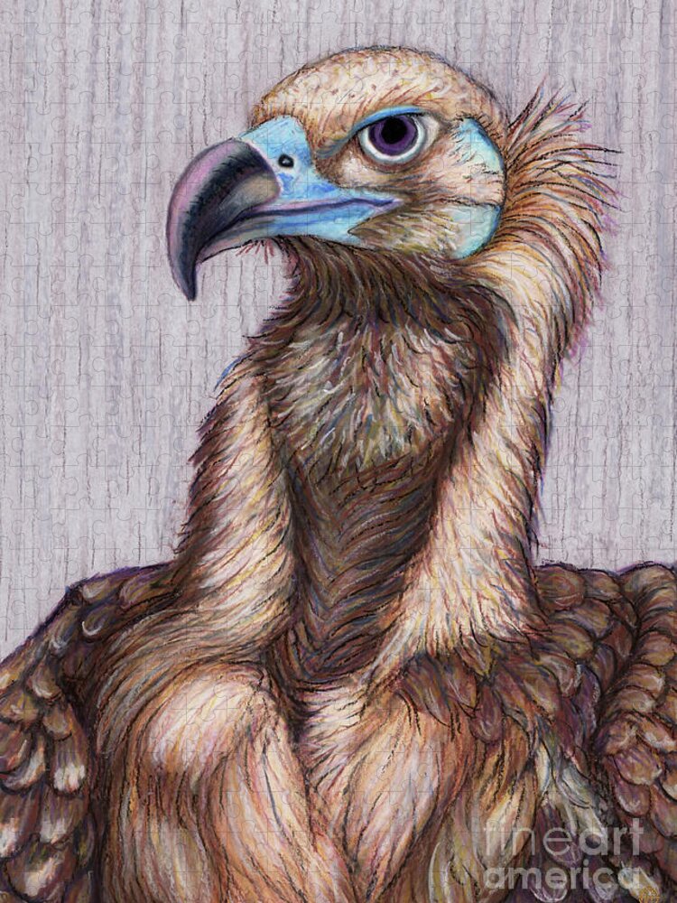Vulture Jigsaw Puzzle featuring the painting Cinereous Vulture by Amy E Fraser