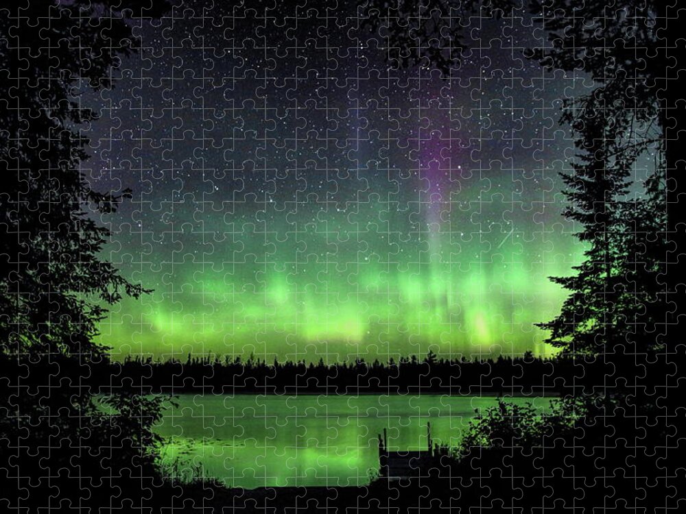 Aurora Borealis Jigsaw Puzzle featuring the photograph Circle Of Northern Lights by Dale Kauzlaric