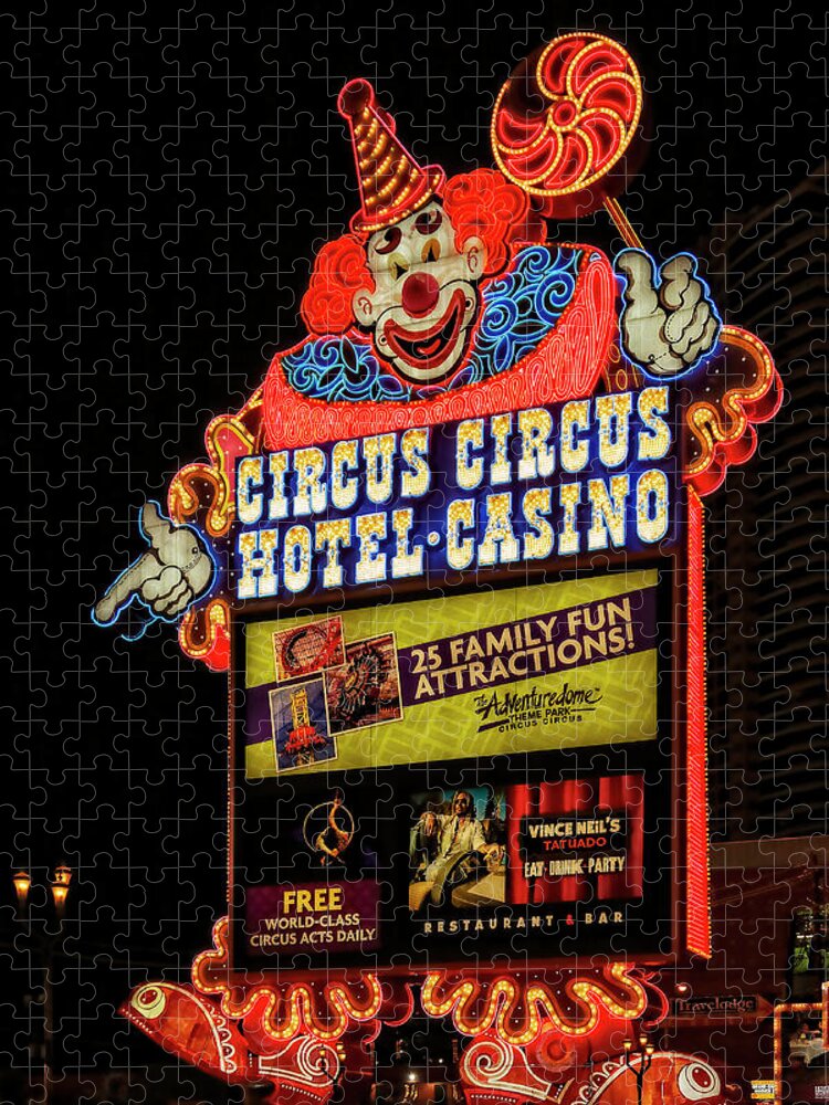 Circus Circus Jigsaw Puzzle featuring the photograph Circus Circus sign, Las Vegas by Tatiana Travelways