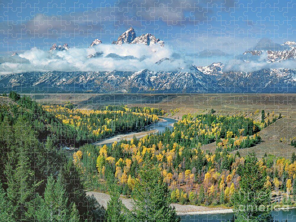 Dave Welling Jigsaw Puzzle featuring the photograph Clearing Storm Snake River Overlook Grand Tetons Np by Dave Welling