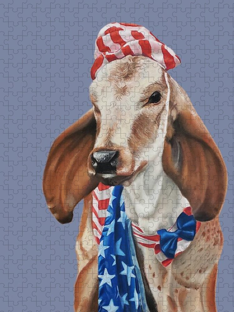 Patriotic Jigsaw Puzzle featuring the pastel Clifford by Alexis King-Glandon