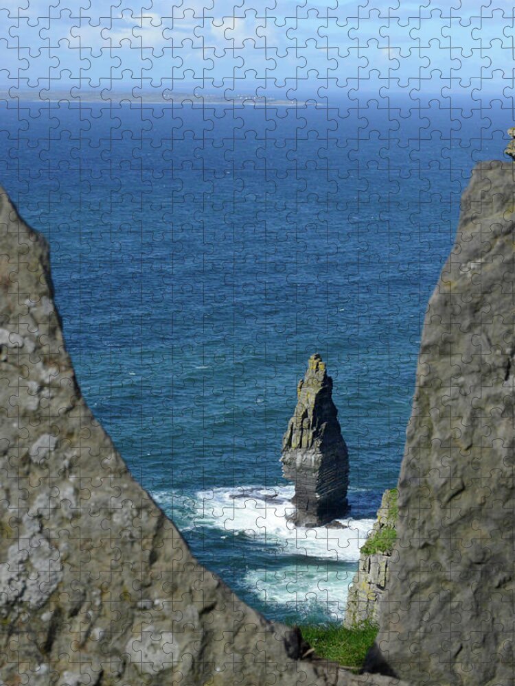 Cliffs Of Moher Jigsaw Puzzle featuring the photograph Cliffs of Moher Lookout Ireland by Lisa Blake