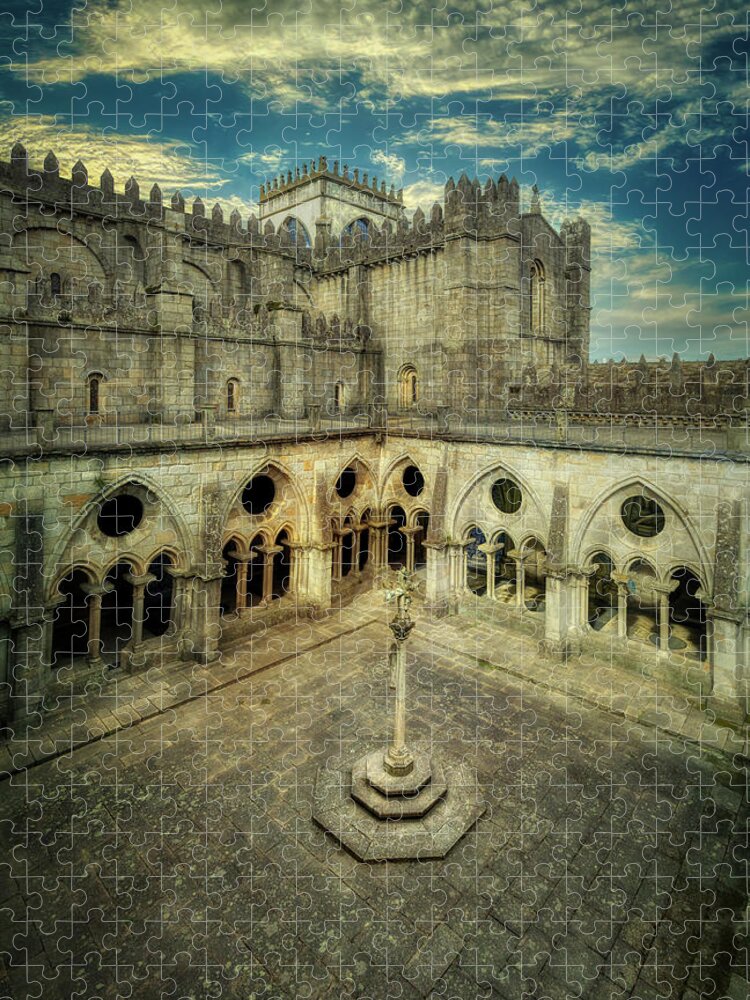 Yard Jigsaw Puzzle featuring the photograph Cloister of the Cathedral of Porto by Micah Offman