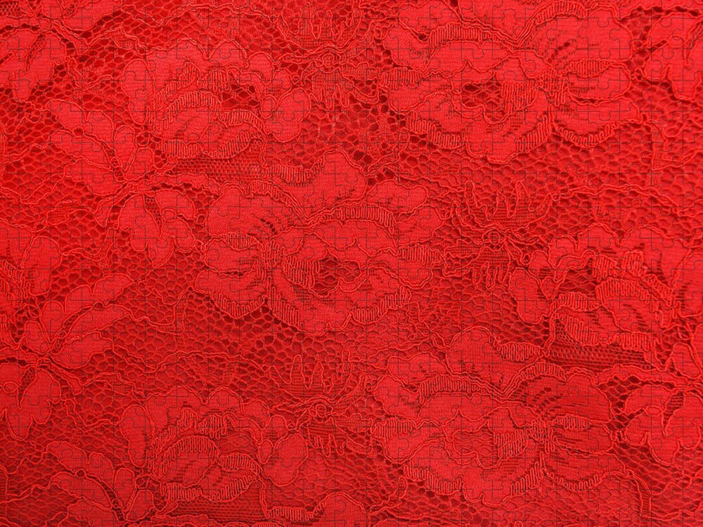 Closeup of fine elegant red lace texture with seamless floral pattern on red  fabric background Jigsaw Puzzle by Julien - Pixels Puzzles