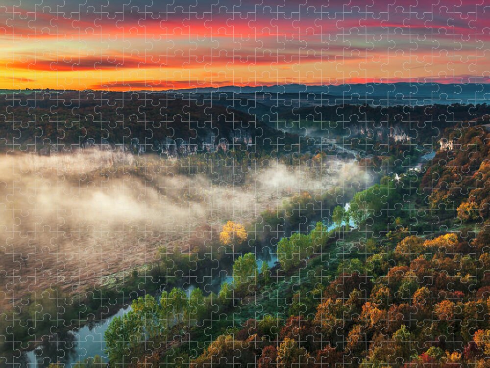 Aglen Village Jigsaw Puzzle featuring the photograph Clouds Above the River by Evgeni Dinev