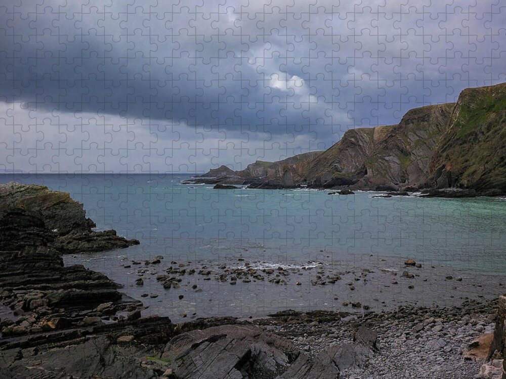 Hartland Quay Jigsaw Puzzle featuring the photograph Clouds Over Hartland Quay Devon by Richard Brookes