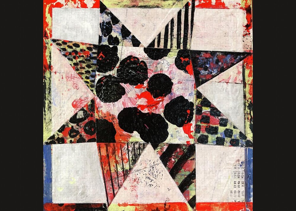 My Favorite Of All My Individual Star Paintings. Created In Many Layers Jigsaw Puzzle featuring the painting Clown Star by Cyndie Katz