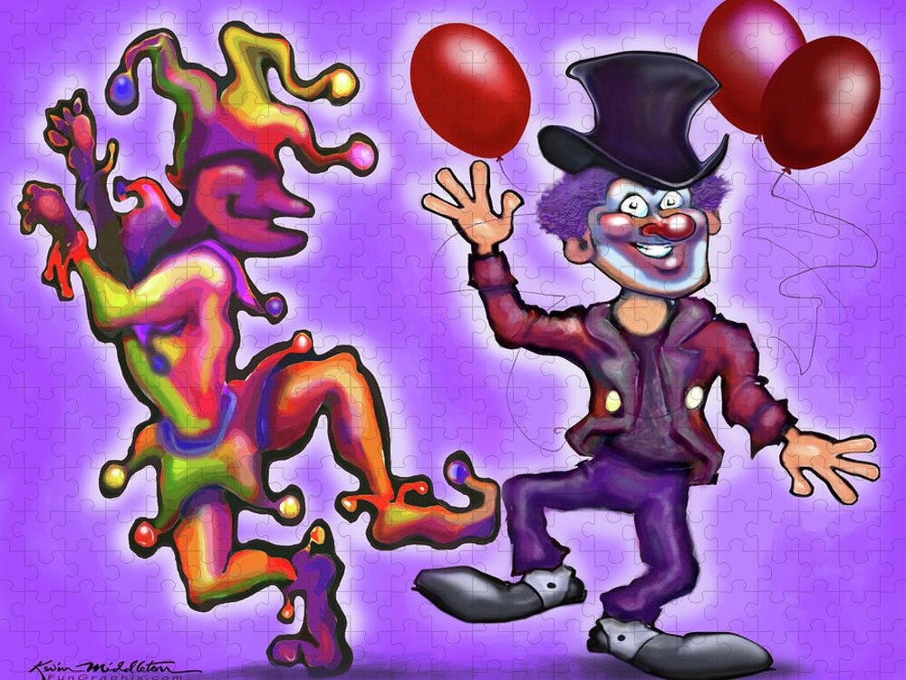 Clown Jigsaw Puzzle featuring the digital art Clowns by Kevin Middleton