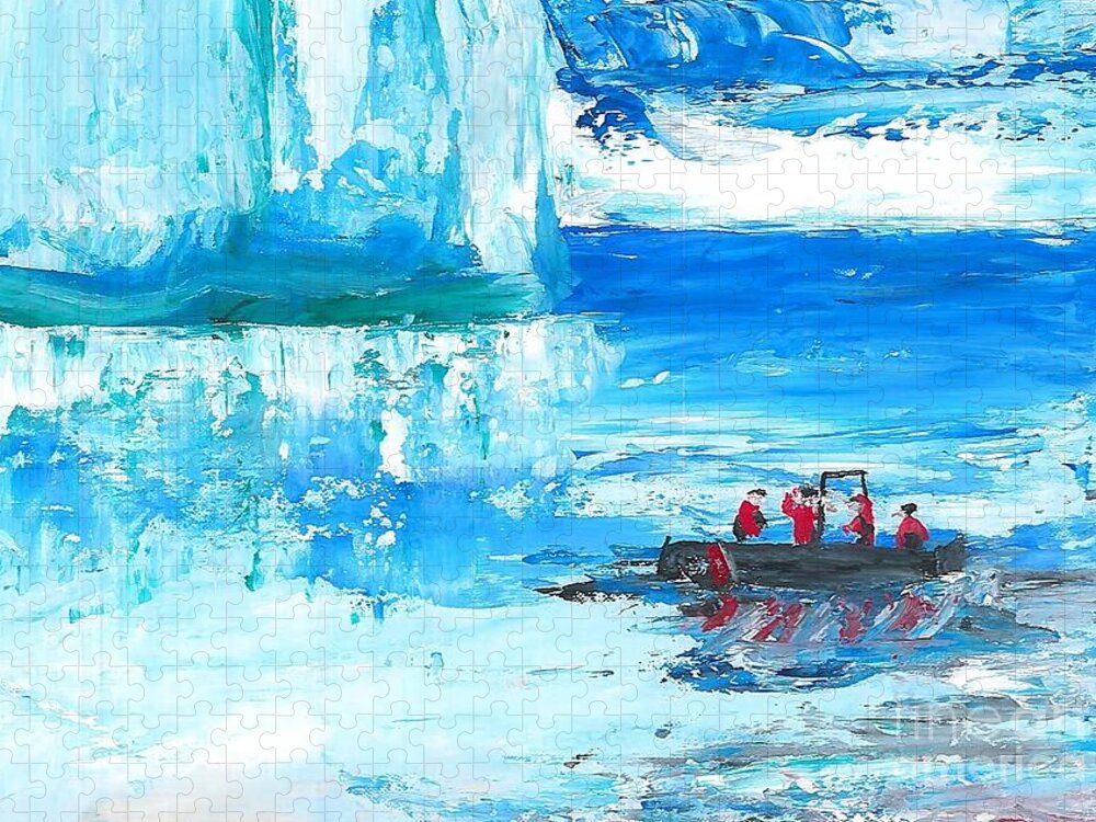 Coast Guard Icebreaker Jigsaw Puzzle featuring the painting Coast Guard in Antarctica by Expressions By Stephanie