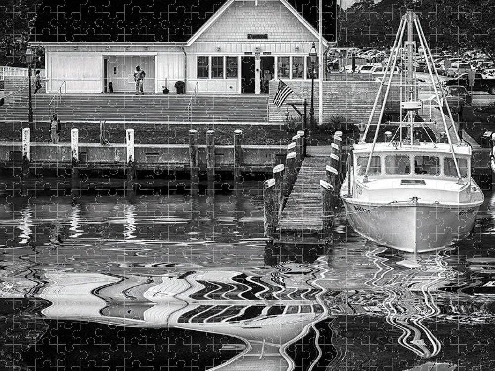 Sky Jigsaw Puzzle featuring the photograph Coastguard Hyannis Ma in B and W by Jack Torcello