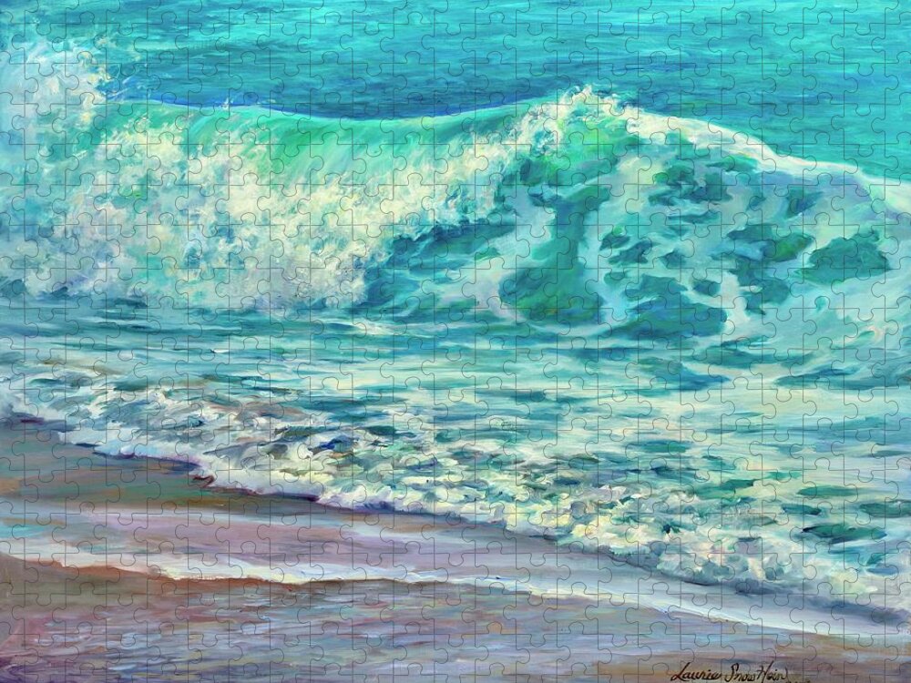 Water Jigsaw Puzzle featuring the painting Cobalt Wave by Laurie Snow Hein