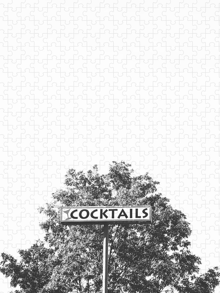 Cocktails Puzzle featuring the photograph Cocktails Black and White- Art by Linda Woods by Linda Woods