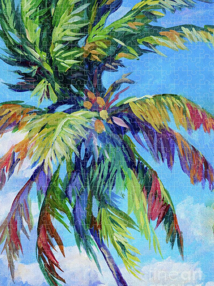 Coconut Jigsaw Puzzle featuring the painting Coconut Palm by John Clark